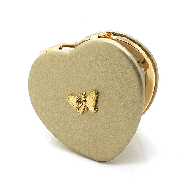 Portable Heart-shaped Makeup Mirror Double Sided Folding Mini Makeup Mirror Cute Bee Pocket Cosmetic Mirror Gift for Women