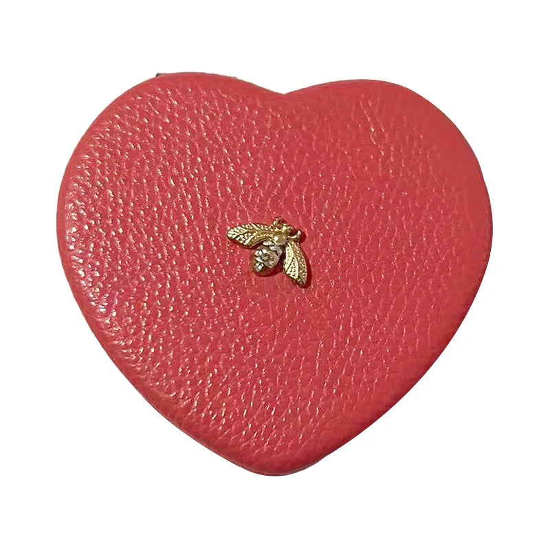 Portable Heart-shaped Makeup Mirror Double Sided Folding Mini Makeup Mirror Cute Bee Pocket Cosmetic Mirror Gift for Women