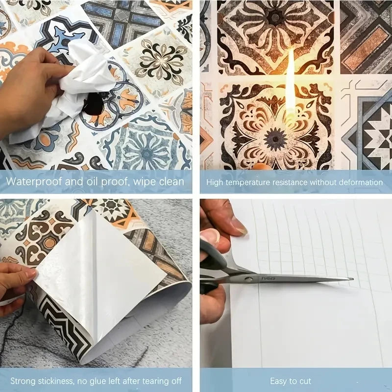 1 Roll Self Adhesive Wallpaper, 3D Peel And Stick Vinyl Wallpaper, Waterproof For Kitchen Backsplash, Bathroom