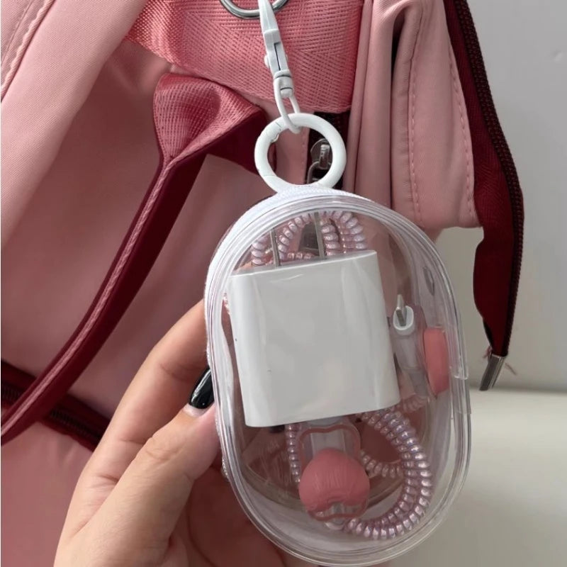 Portable Mini Clear Zipper Storage Bag with Handy Keychain Loop Transparent Mystery Box Dustproof PVC Display Toy Doll Gift Bag