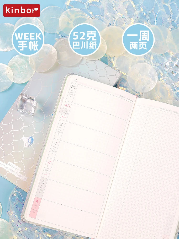 Kinbor 2025 Weekly Plan Book Two Pages A week Schedule Book Self Disciplined Punch Book Efficiency Manual Daily Time Management