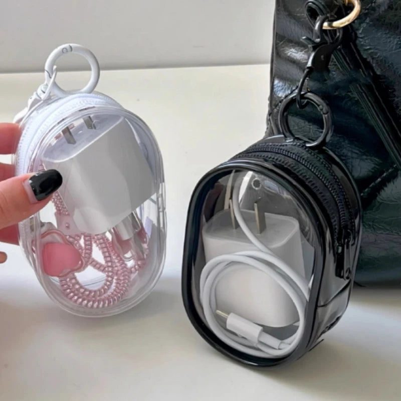 Portable Mini Clear Zipper Storage Bag with Handy Keychain Loop Transparent Mystery Box Dustproof PVC Display Toy Doll Gift Bag