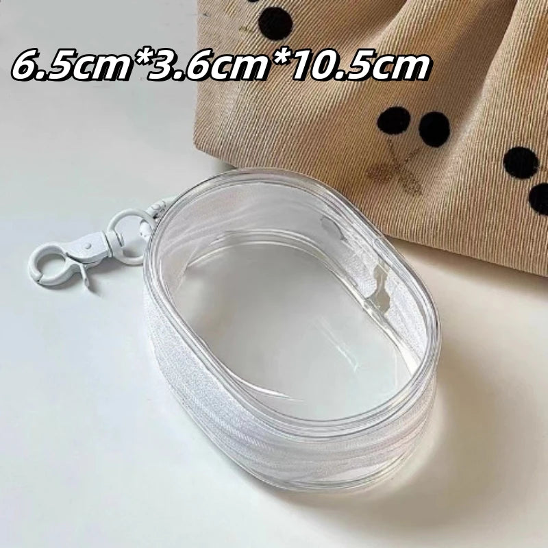 Portable Mini Clear Zipper Storage Bag with Handy Keychain Loop Transparent Mystery Box Dustproof PVC Display Toy Doll Gift Bag